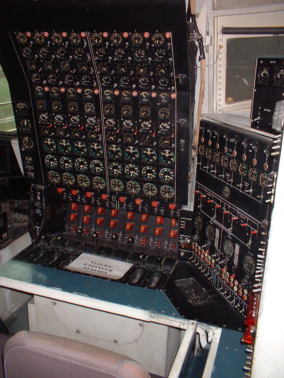 Engine nacelles Looking out the left-side window at the wing.